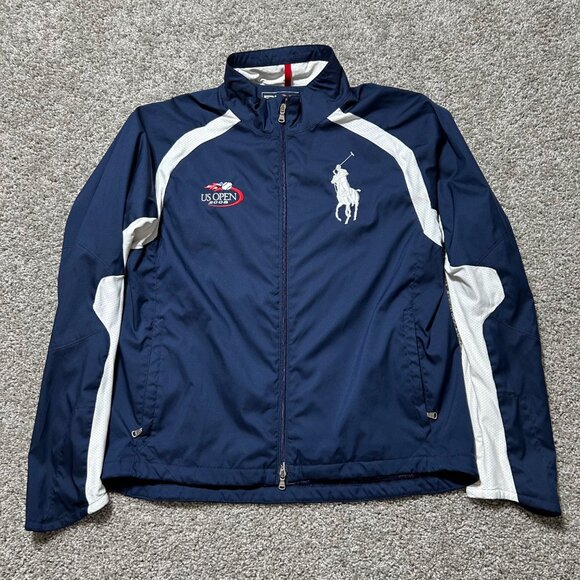 Ralph Lauren RLX Mens L US Open 2008 Navy & White Zip Jacket Lightweight - Picture 12 of 12